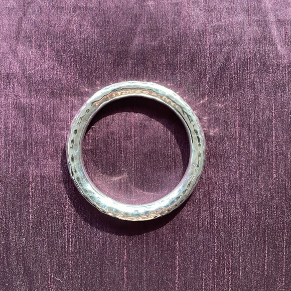 Hammered Silver Bangle - Picture 3 of 6